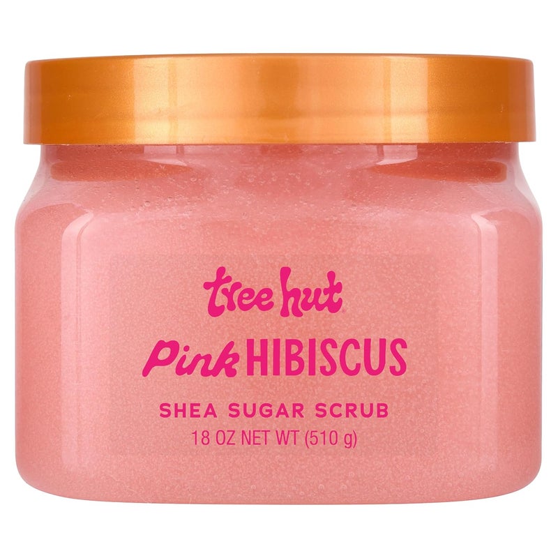 Treehut Pink Hibiscus Shea Sugar Scrub, Exfoliating, Hydrating & Moisturizing Body Scrub with Shea Butter & Nourishing Essential Oils, Smooth & Soften Skin, 18 oz - Image 1